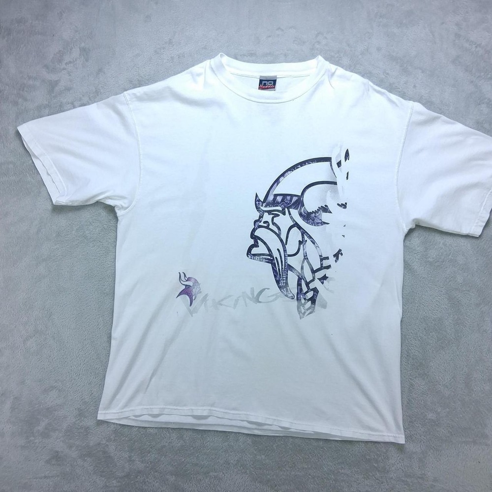 NFL Minnesota Vikings Graphic T-Shirt White Short Sleeve No Huddle Tee Mens